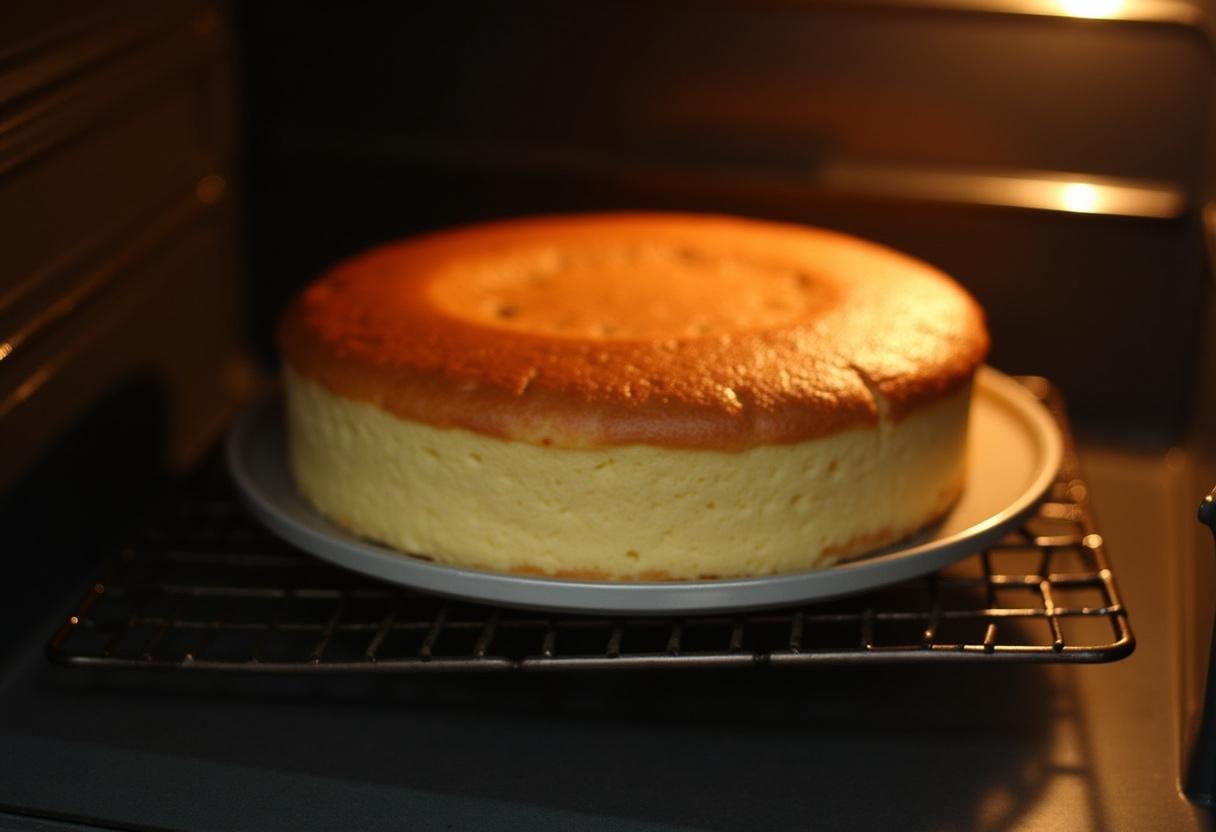 gâteau tunisien dans le four, cuisson en cours, une belle texture dorée