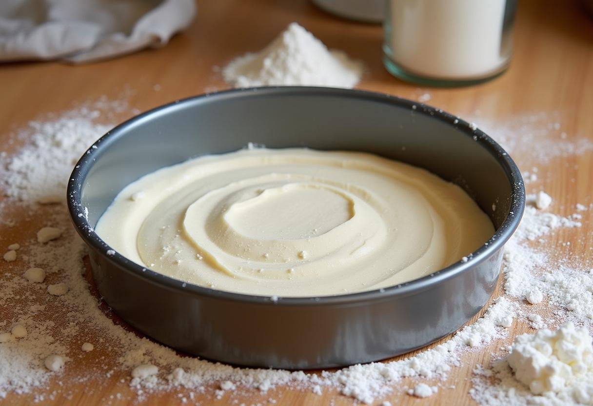 Préparation d'un gâteau aux amandes et abricots, cuisson dans un four préchauffé, ingrédients secs sur une table de cuisine.