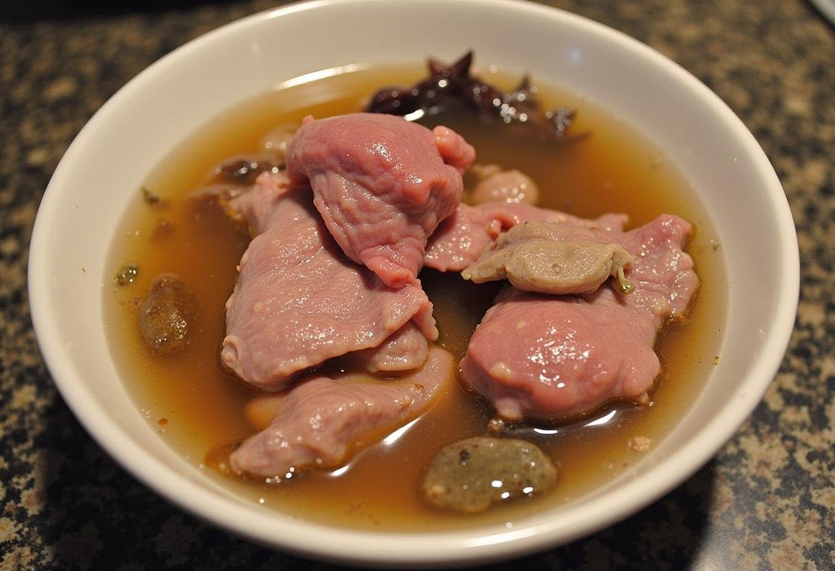 Rincer la langue de bœuf avant de la cuire avec de l'eau, du sel et des épices pour une sauce piquante délicieuse.