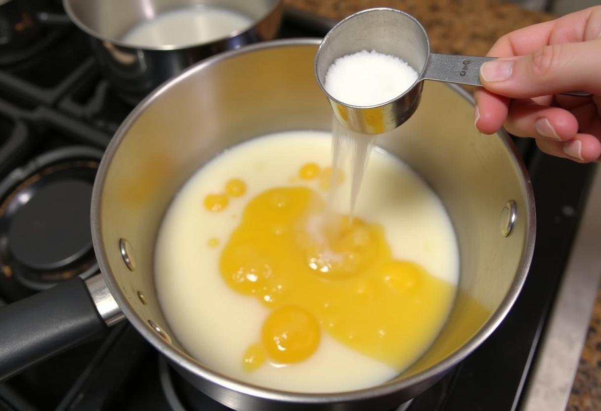 Préparation des blancs d'œufs battus pour les macarons d'Amiens moelleux pendant la cuisson.