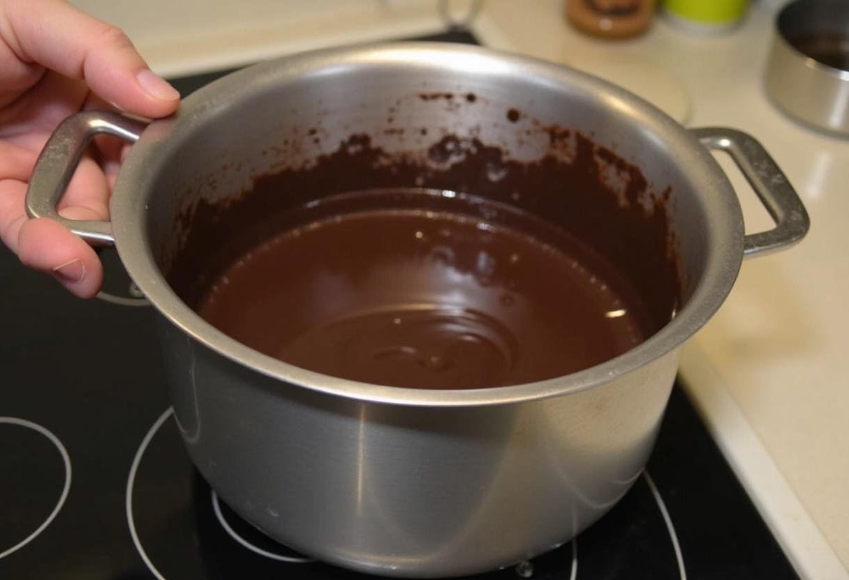 Faire fondre le chocolat noir au bain-marie pour une mousse au chocolat 2 ingrédients.