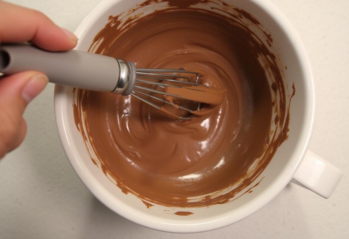Incorporer de la crÚme fouettée au chocolat fondu pour préparer une mousse au chocolat 2 ingrédients.
