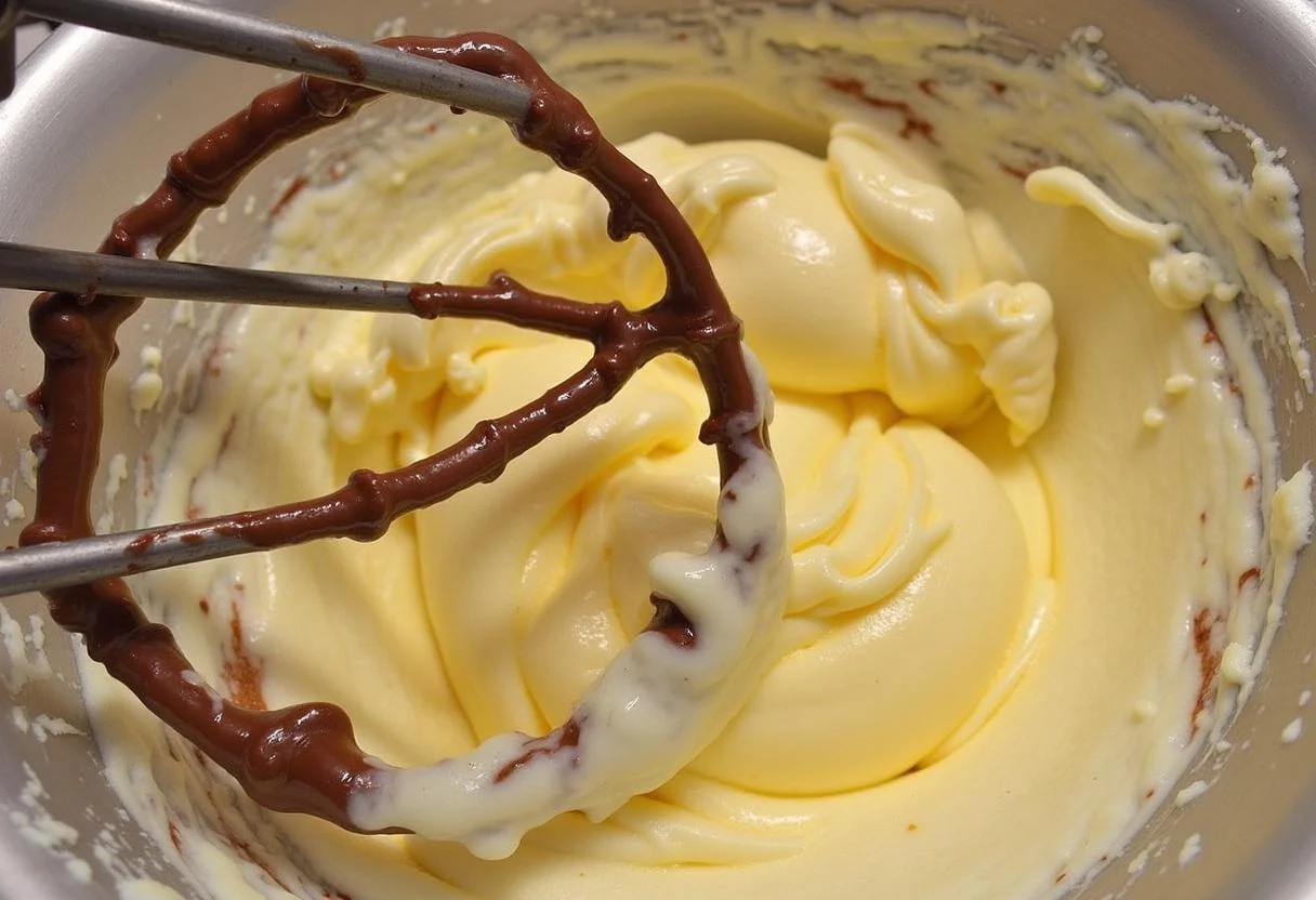 Incorporer dĂ©licatement le chocolat fondu aux blancs d'Ćufs battus, en veillant Ă ne pas dĂ©gonfler le mĂ©lange.