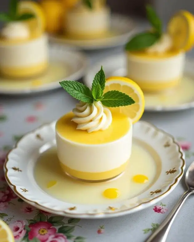 Mousse au citron et mascarpone onctueuse présentée de manière raffinée, mettant en valeur son apparence délicieuse et attrayante.