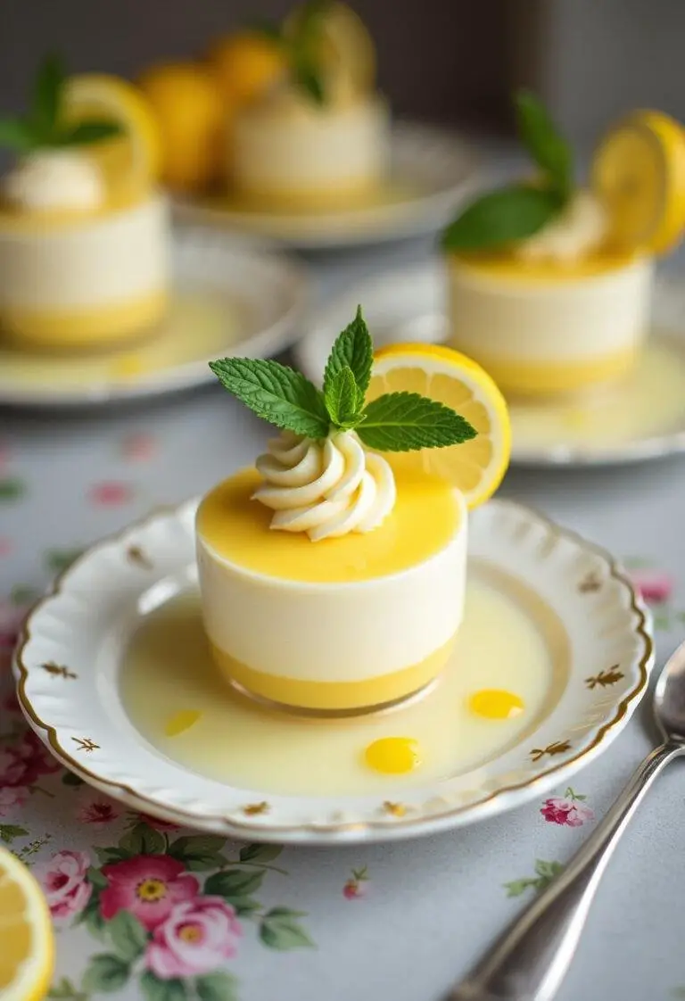 Mousse au citron et mascarpone onctueuse présentée de manière raffinée, mettant en valeur son apparence délicieuse et attrayante.