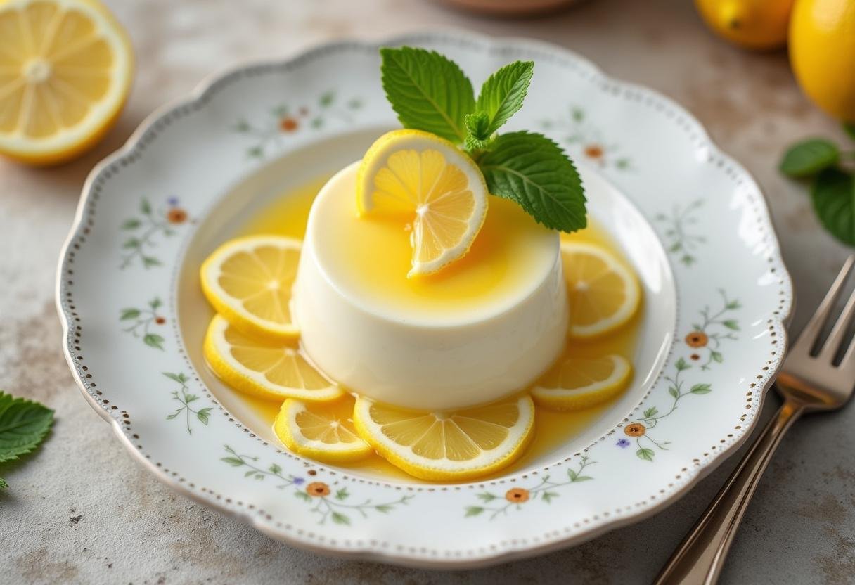 Mousse au citron et mascarpone onctueuse présentée de manière raffinée, mettant en valeur son apparence délicieuse et attrayante.