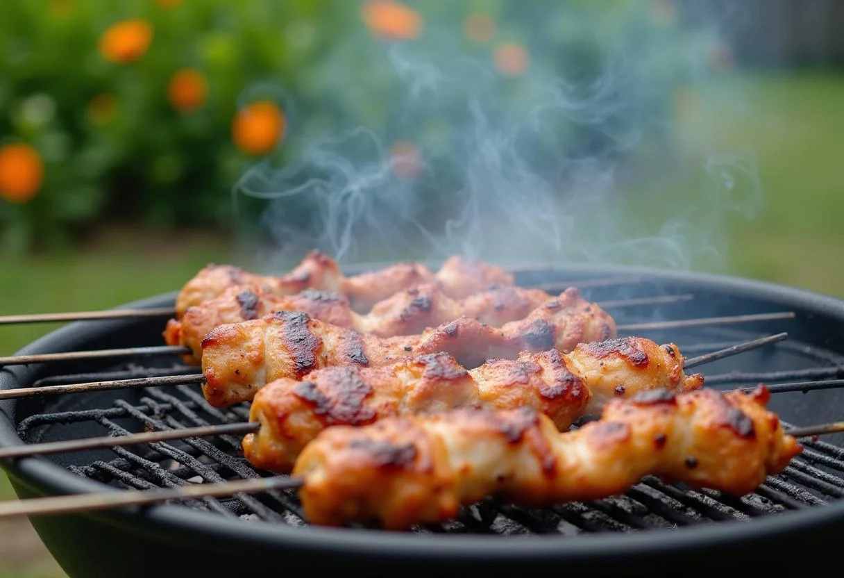 Poulet mariné grillé préparé pour la recette authentique de poulet tikka masala.