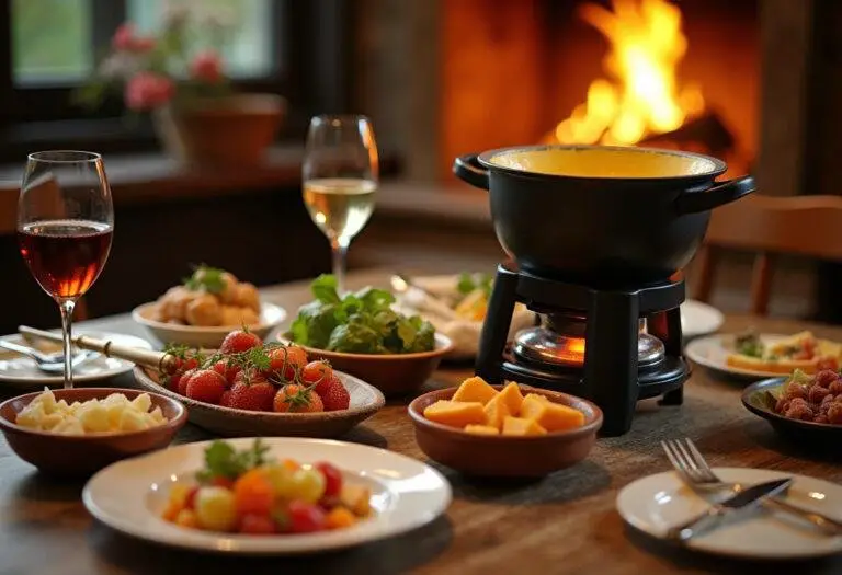 Présentation finale de la fondue savoyarde traditionnelle 3 fromages, mettant en valeur l'aspect alléchant du plat et son ambiance conviviale.