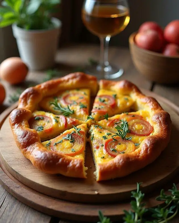 Tarte aux poireaux et lardons maison servie, croustillante et dorée, prête à être dégustée.