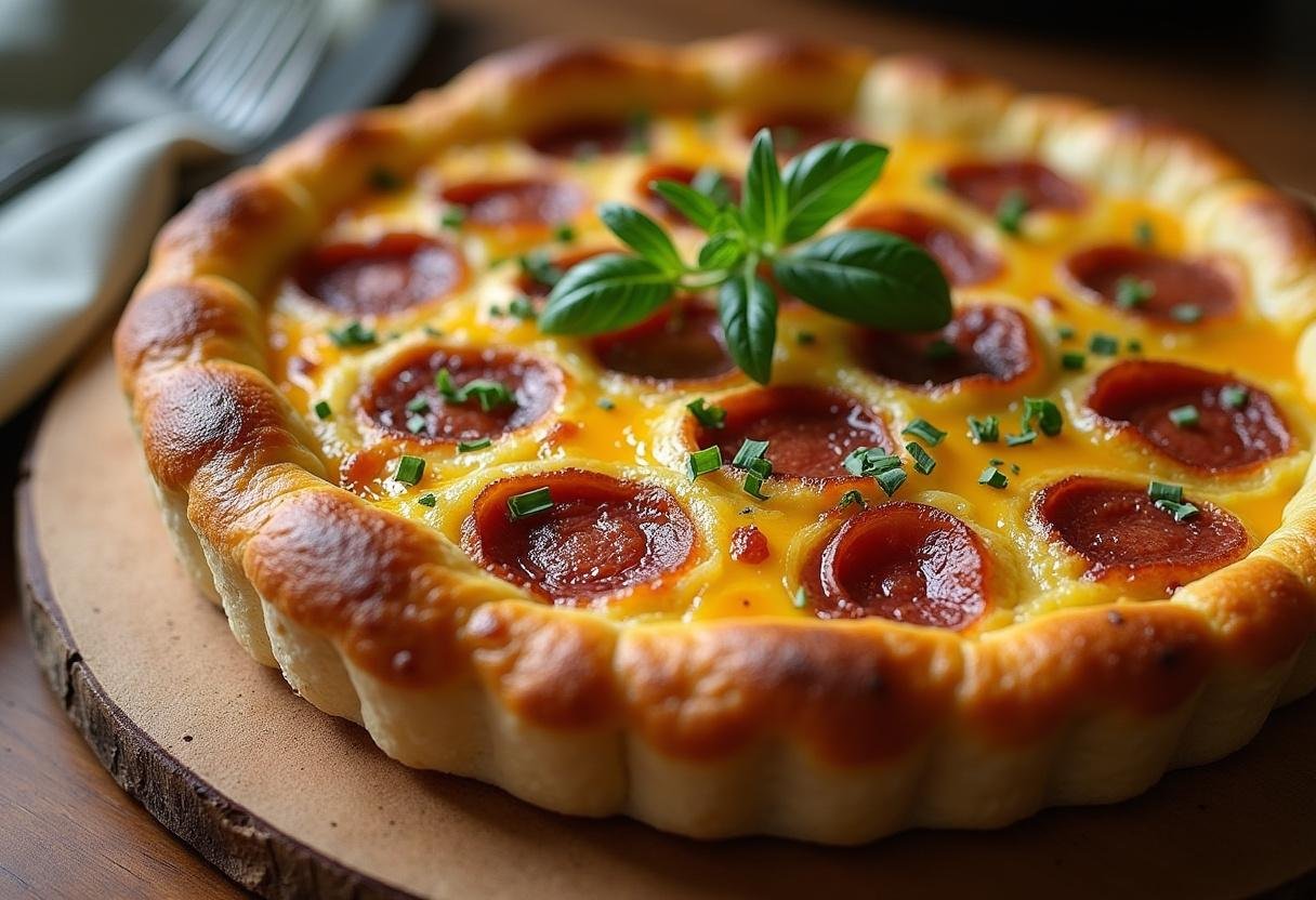 Tarte aux poireaux et lardons maison servie, croustillante et dorĂ©e, prĂȘte Ă ĂȘtre dĂ©gustĂ©e.