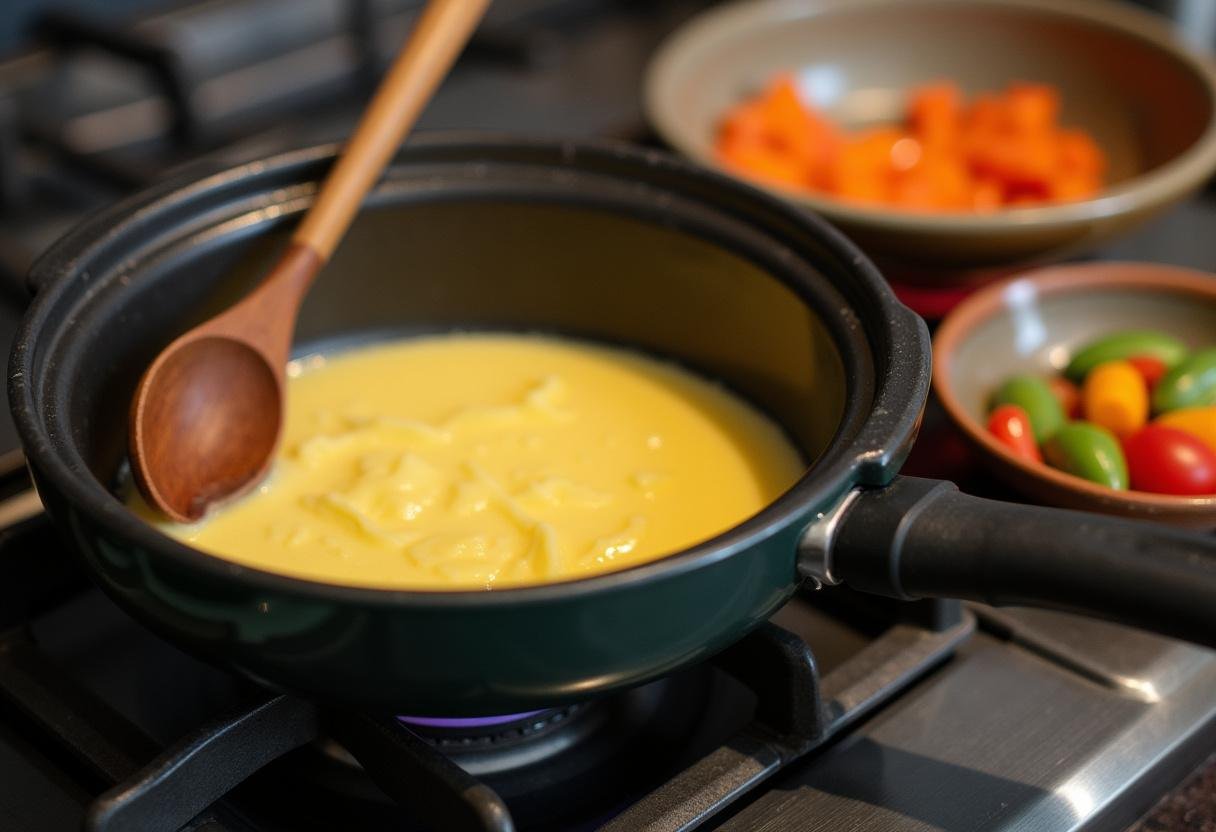 Mise en place pour faire fondre le fromage à raclette avec des légumes frais, recette raclette.