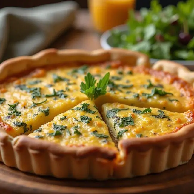 Quiche salée parfaitement cuite, prête à être servie, illustrant les recettes variées de quiches salées.