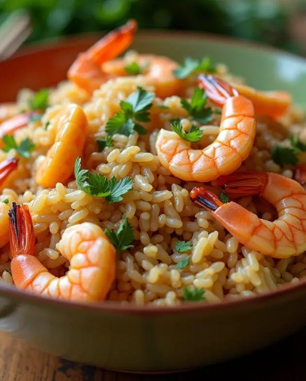 Bol de riz aux crevettes simple et rapide à la poêle, mettant en valeur les crevettes aux curry et riz.