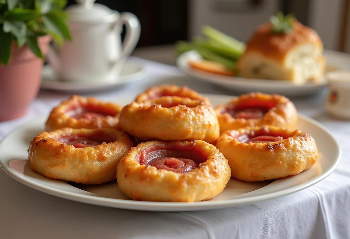 Roulés Jambon Boursin fraîchement préparés, modernement présentés sur une table élégante.
