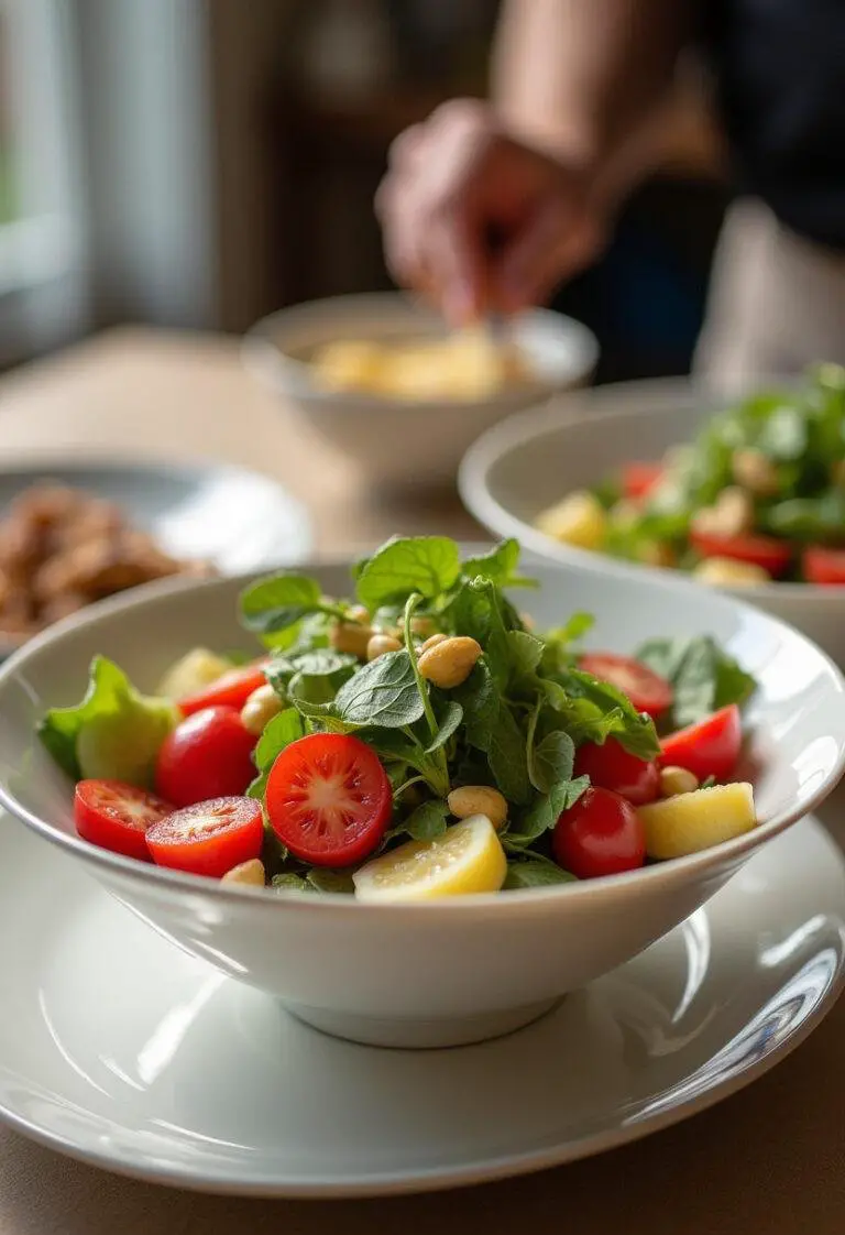 Salade parisienne complète présentée dans un bol, remplie de couleurs vives et d'ingrédients frais.