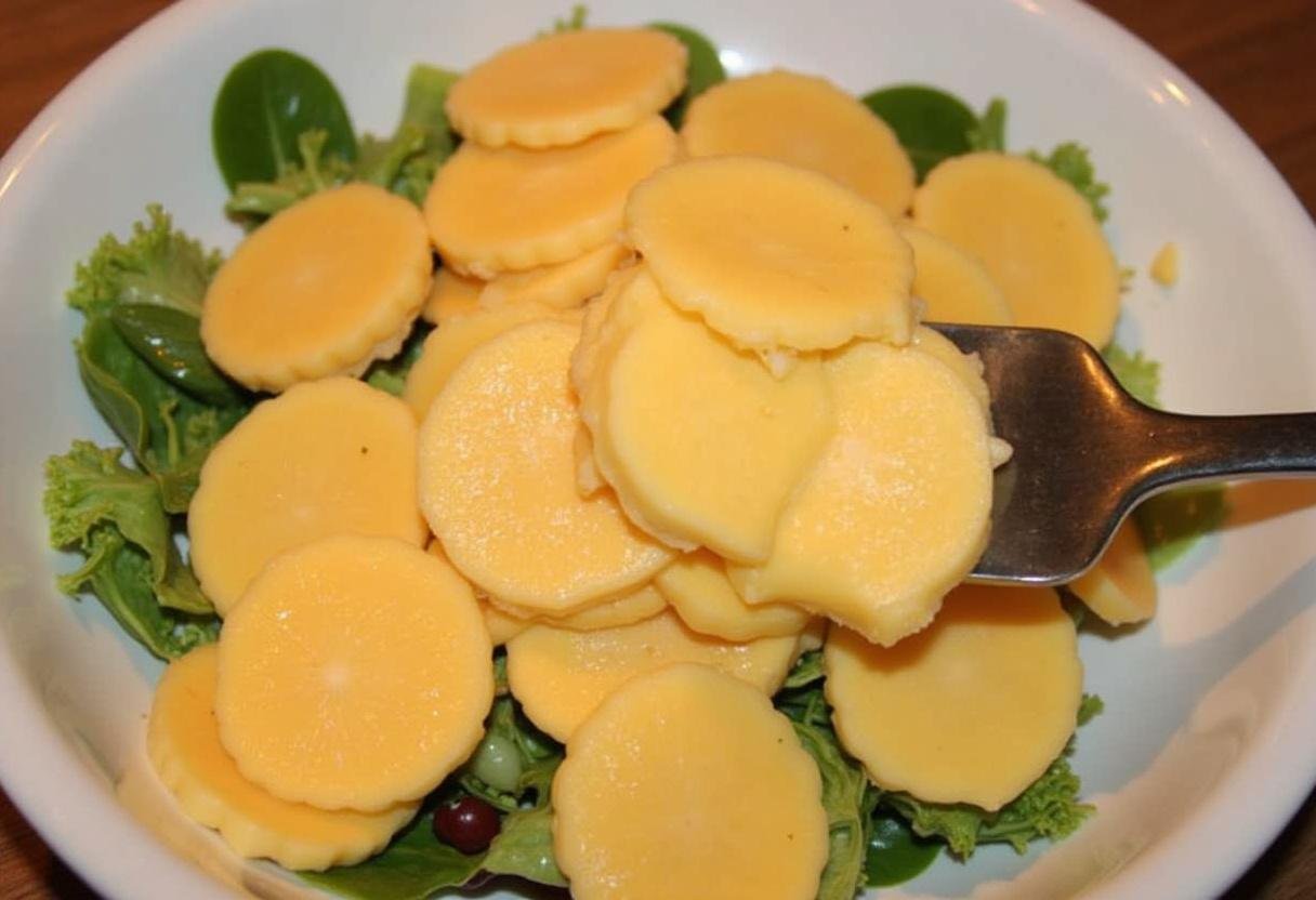 Ajout de jambon et de fromage dans une salade parisienne pour une touche savoureuse.