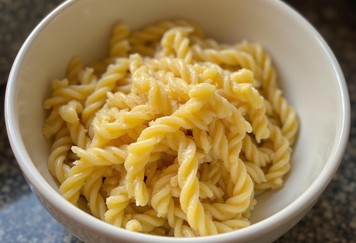 Préparation des pâtes pour une recette de salade de pâtes.