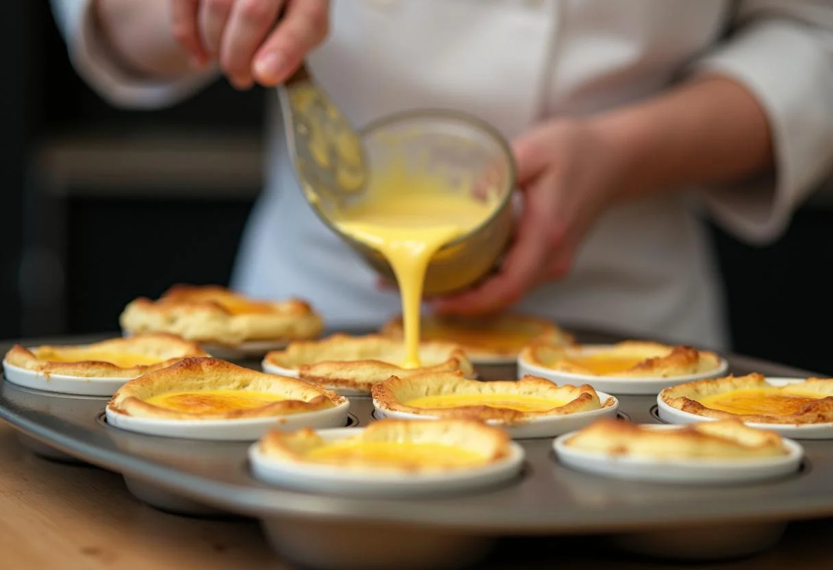 Verser le mélange du soufflé au fromage thermomix dans des ramequins individuels.