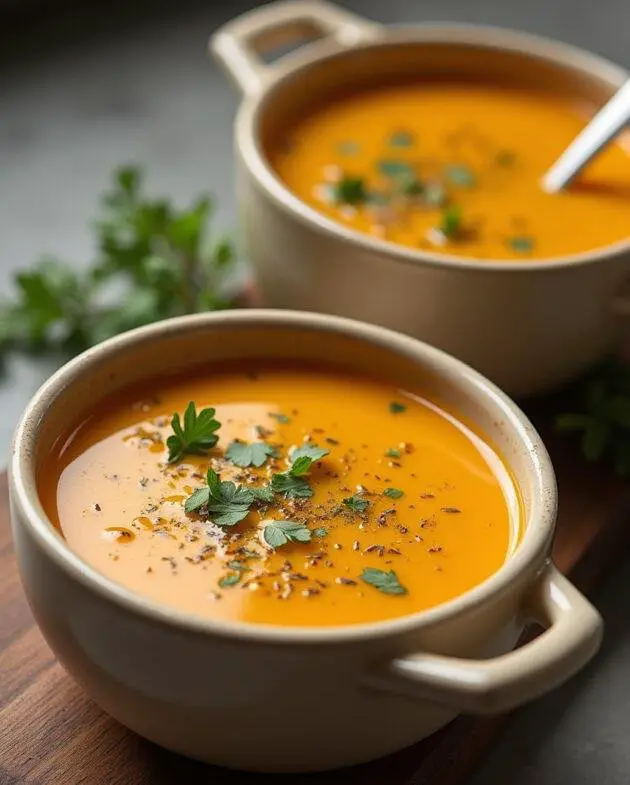 Soupe poireaux pommes de terre réconfortante servie chaude dans un bol, avec des herbes fraîches et un filet d'huile d'olive.