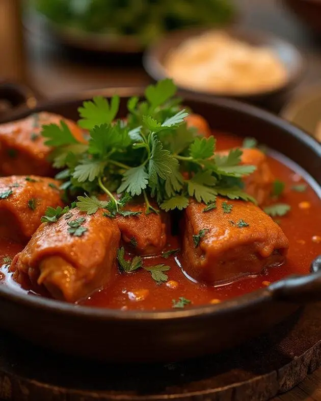 Tajine de poulet aux olives et au citron confit, plat final magnifiquement présenté sur une table rustique entourée de pain croustillant.