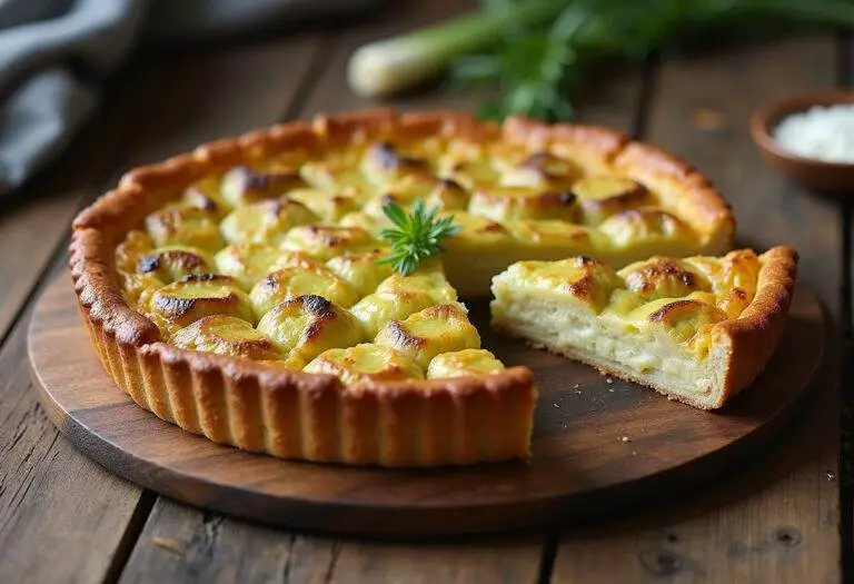 Tarte aux poireaux thermomix finie, prĂȘte Ă ĂȘtre servie dans un cadre chaleureux.