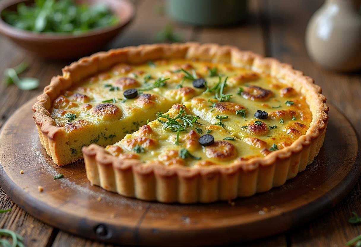 Tarte aux poireaux thermomix finie, prĂȘte Ă ĂȘtre servie dans un cadre chaleureux.