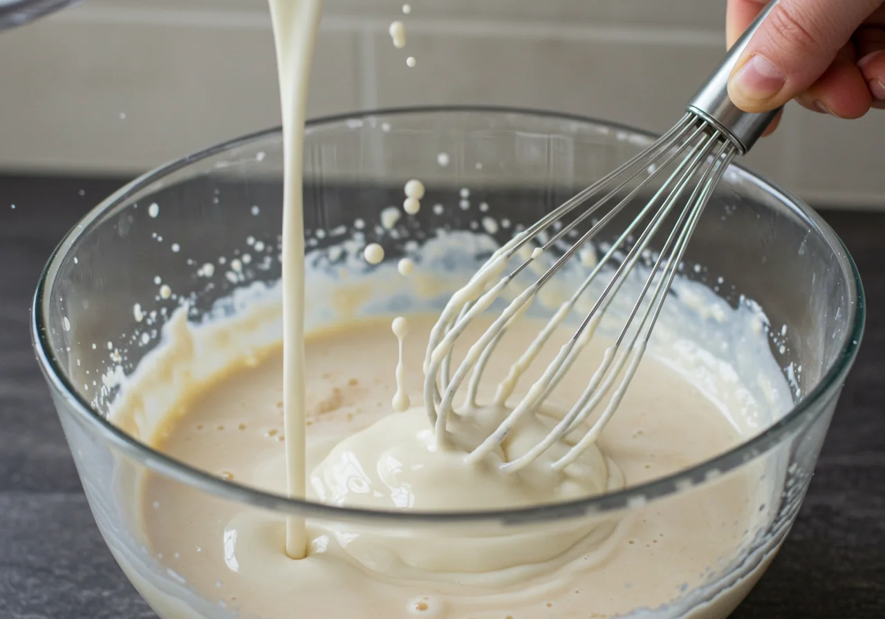 Incorporer lentement du lait végétal non sucré dans le mélange roux afin d'obtenir une béchamel lisse et crémeuse.