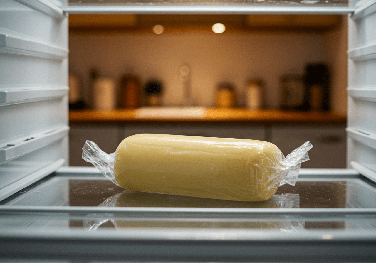 Fromage ail et fines herbes reposant au réfrigérateur pour obtenir la texture parfaite.