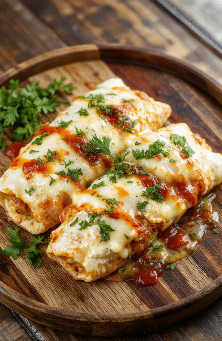 Colorful breakfast enchiladas arranged on a rustic wooden platter, topped with melted cheese, fresh herbs, and a drizzle of salsa. Soft tortillas filled with eggs, cheese, and savory fillings, garnished with chopped cilantro, with a vibrant background of breakfast ingredients and warm morning light.