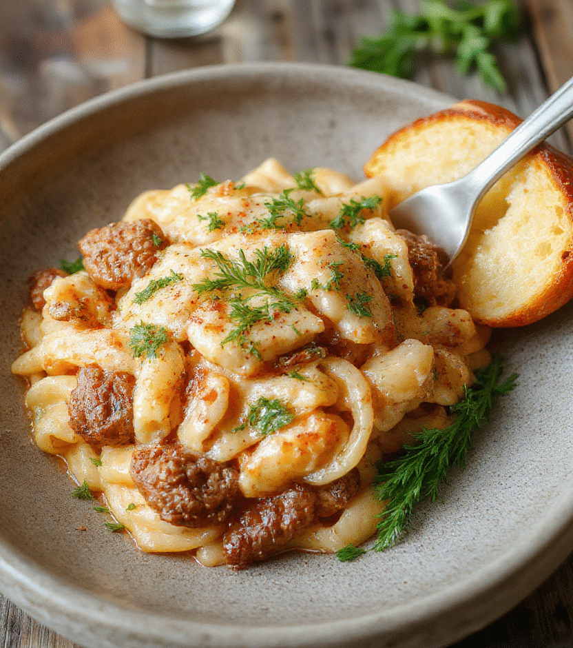 A vibrant bowl of creamy Italian sausage orzo with sautéed sausage slices, tender orzo pasta, fresh herbs, and melted cheese, styled on a rustic wooden plate with colorful ingredients around, showcasing textures from the smooth sauce and crispy sausage edges, styled simply for an appealing presentation.