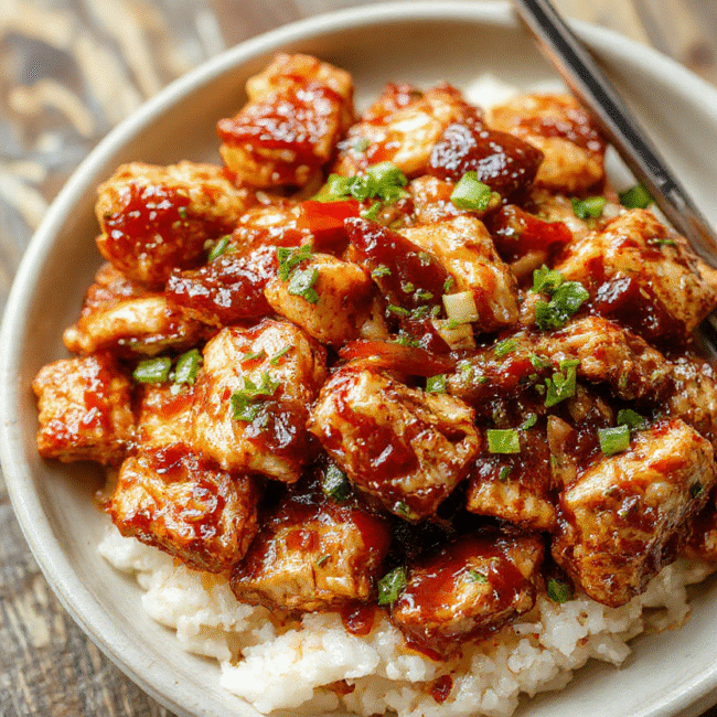 Colorful teriyaki chicken stir fry plated beautifully with glossy glazed chicken pieces, vibrant bell peppers, broccoli florets, and sesame seeds, styled on a rustic wooden surface with fresh green garnish, showcasing a fresh, appetizing Asian-inspired dish with shiny sauce and crispy textures.