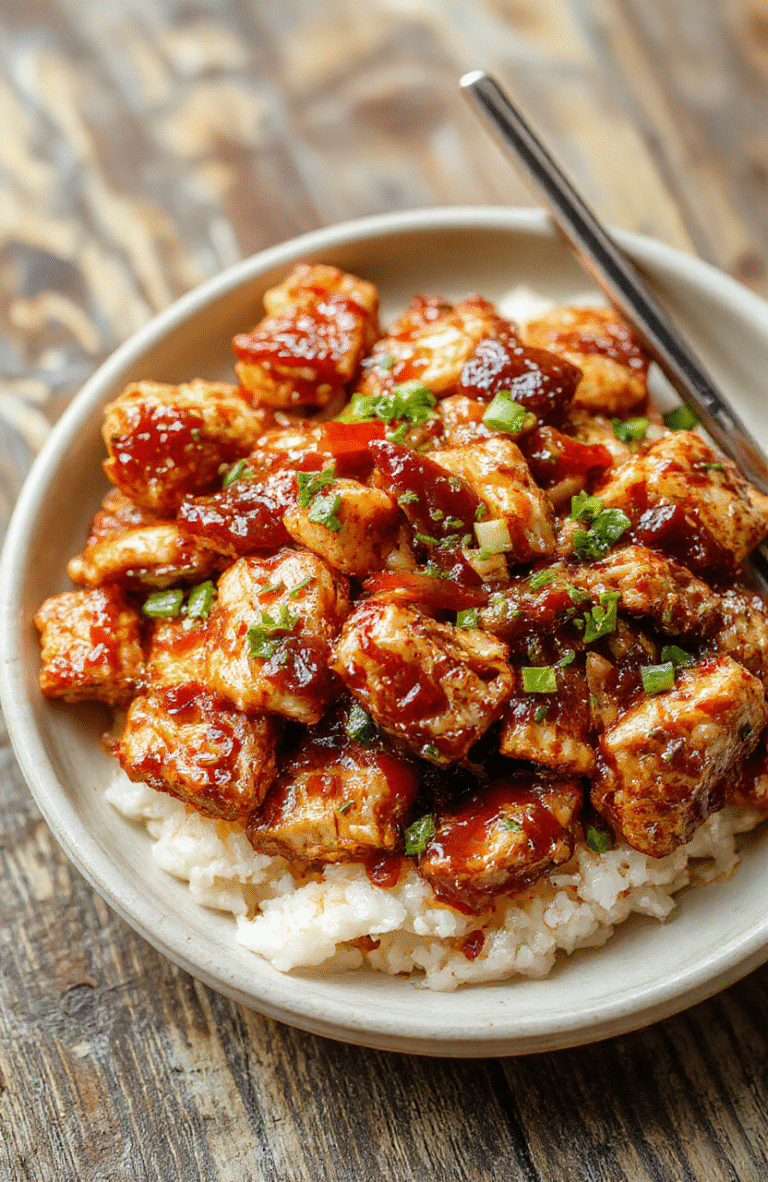 Colorful teriyaki chicken stir fry plated beautifully with glossy glazed chicken pieces, vibrant bell peppers, broccoli florets, and sesame seeds, styled on a rustic wooden surface with fresh green garnish, showcasing a fresh, appetizing Asian-inspired dish with shiny sauce and crispy textures.