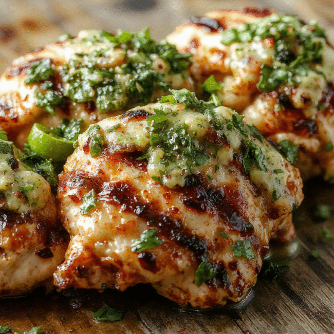 Colorful grilled chicken topped with vibrant green salsa verde and melted pepper jack cheese, arranged on a rustic plate with fresh lime and cilantro garnish, showcasing juicy textures and seasoned char marks, styled simply for a colorful, appetizing presentation.