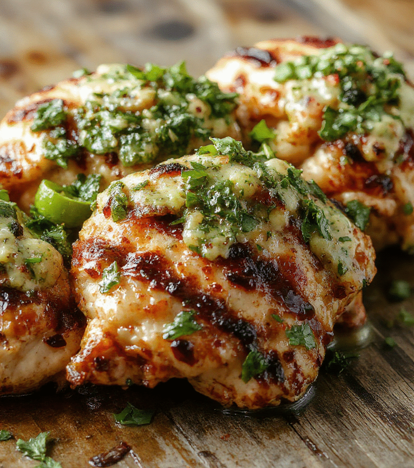 Colorful grilled chicken topped with vibrant green salsa verde and melted pepper jack cheese, arranged on a rustic plate with fresh lime and cilantro garnish, showcasing juicy textures and seasoned char marks, styled simply for a colorful, appetizing presentation.