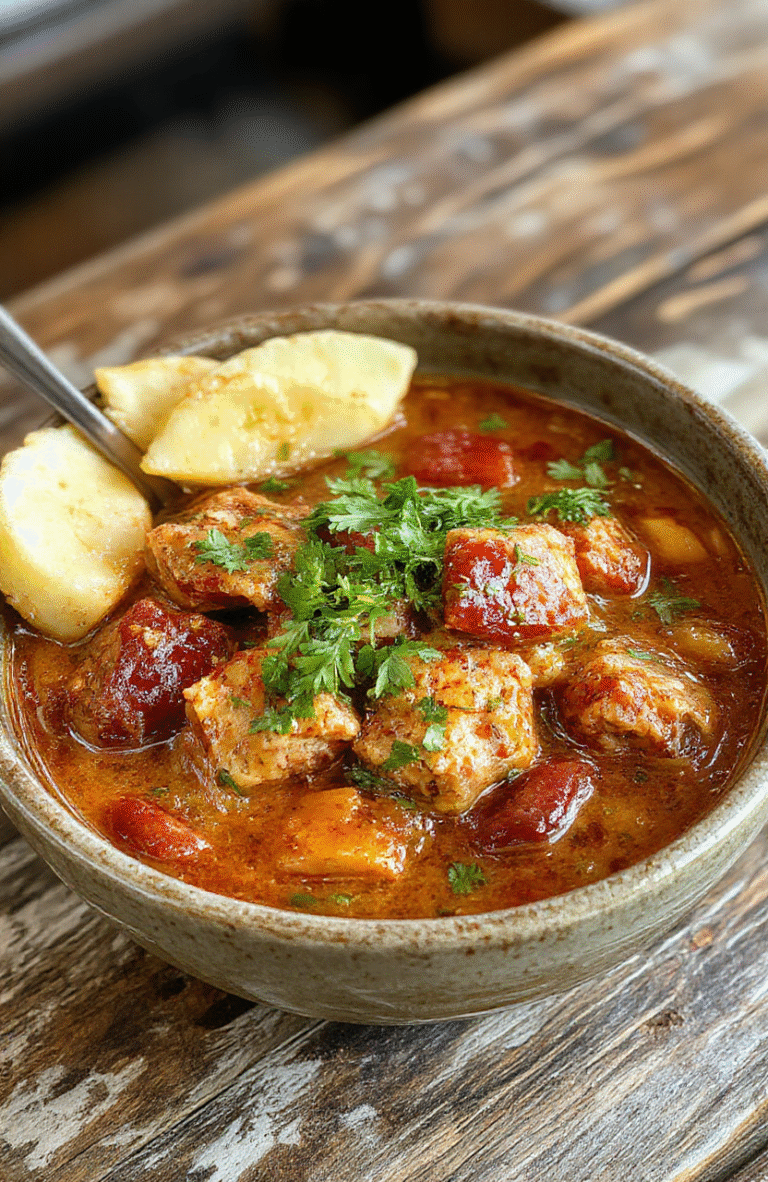 A vibrant plate of Mexican birria stew featuring tender beef pieces immersed in rich red broth, garnished with fresh cilantro, chopped onions, and sliced lime on a rustic wooden table, styled in a casual yet appetizing manner.