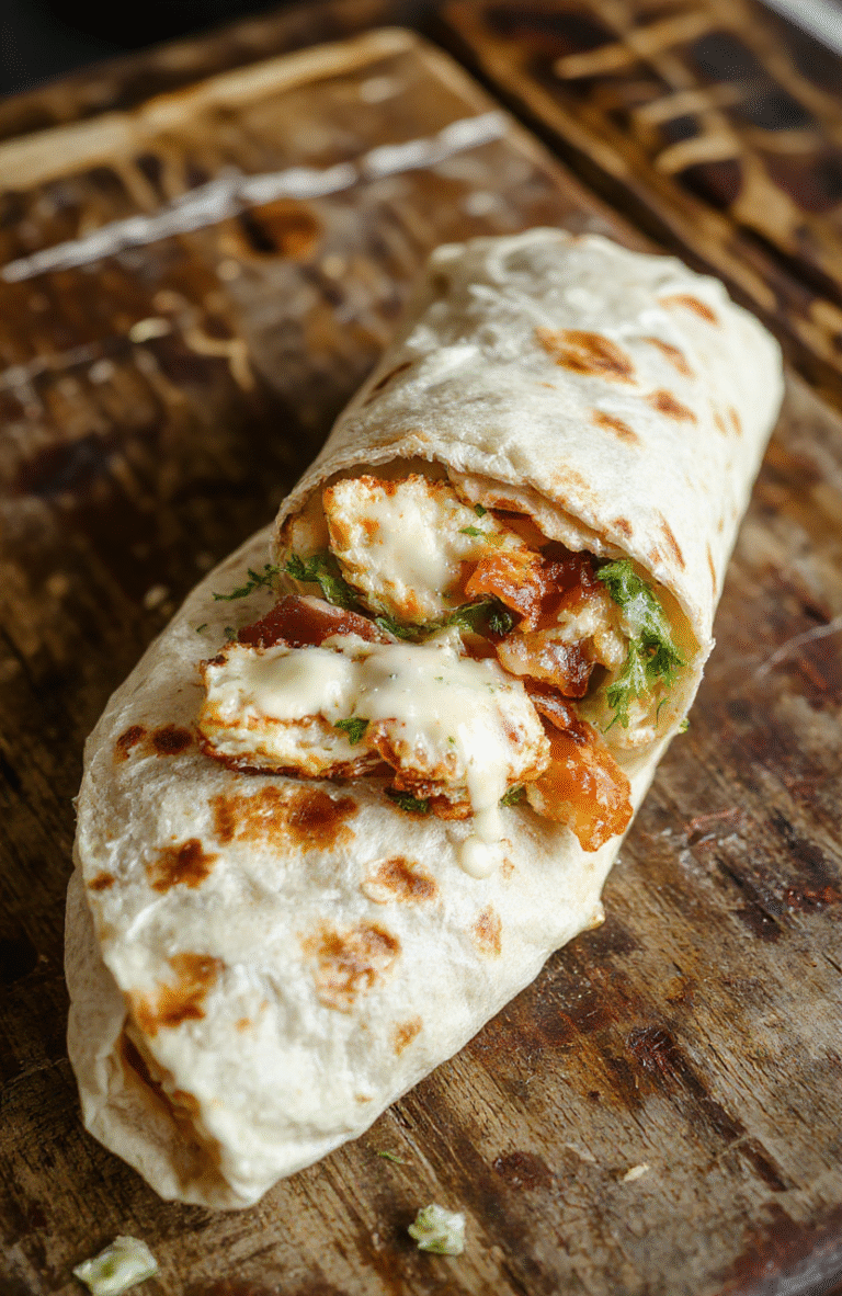 A vibrant chicken bacon ranch wrap sliced open to reveal juicy grilled chicken, crispy bacon, fresh lettuce, creamy ranch sauce, and shredded cheese, all wrapped in a soft tortilla, with colorful ingredients and textures highlighted.