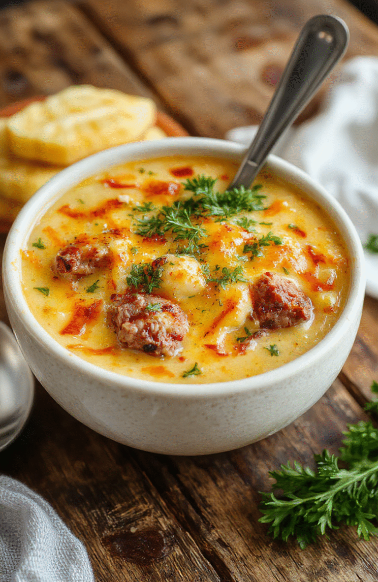 A hearty bowl of cheesy cheesesteak potato soup with melted cheese, tender potato chunks, and sliced steak garnished with fresh herbs, served in a rustic rustic bowl with a spoon, set on a wooden table with a cozy kitchen background, vibrant colors, creamy texture, inviting and warm presentation.