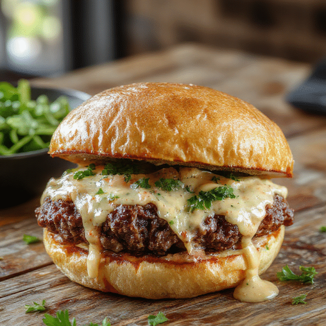 A perfectly baked beef wellington showcases a golden, flaky puff pastry crust surrounding tender, juicy beef fillet topped with a mushroom duxelles. The dish is plated on a sleek white plate with a side of vibrant greens and drizzled with red wine reduction. The textures of the crispy pastry contrast beautifully with the succulent beef and the earthy mushroom topping, styled simply to emphasize elegance and culinary perfection.