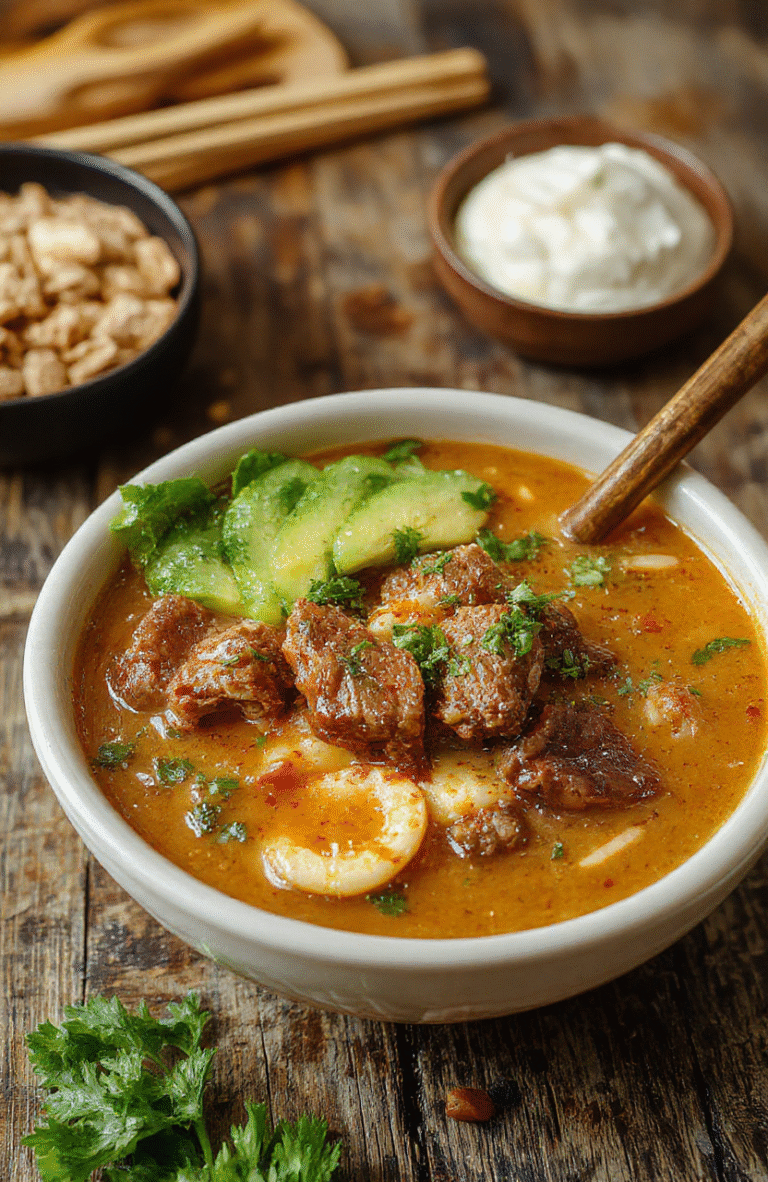 A steaming bowl of beef ramen noodles with tender beef slices, soft boiled eggs, chopped scallions, and rich broth, beautifully styled on a rustic wooden table with a warm, inviting atmosphere.