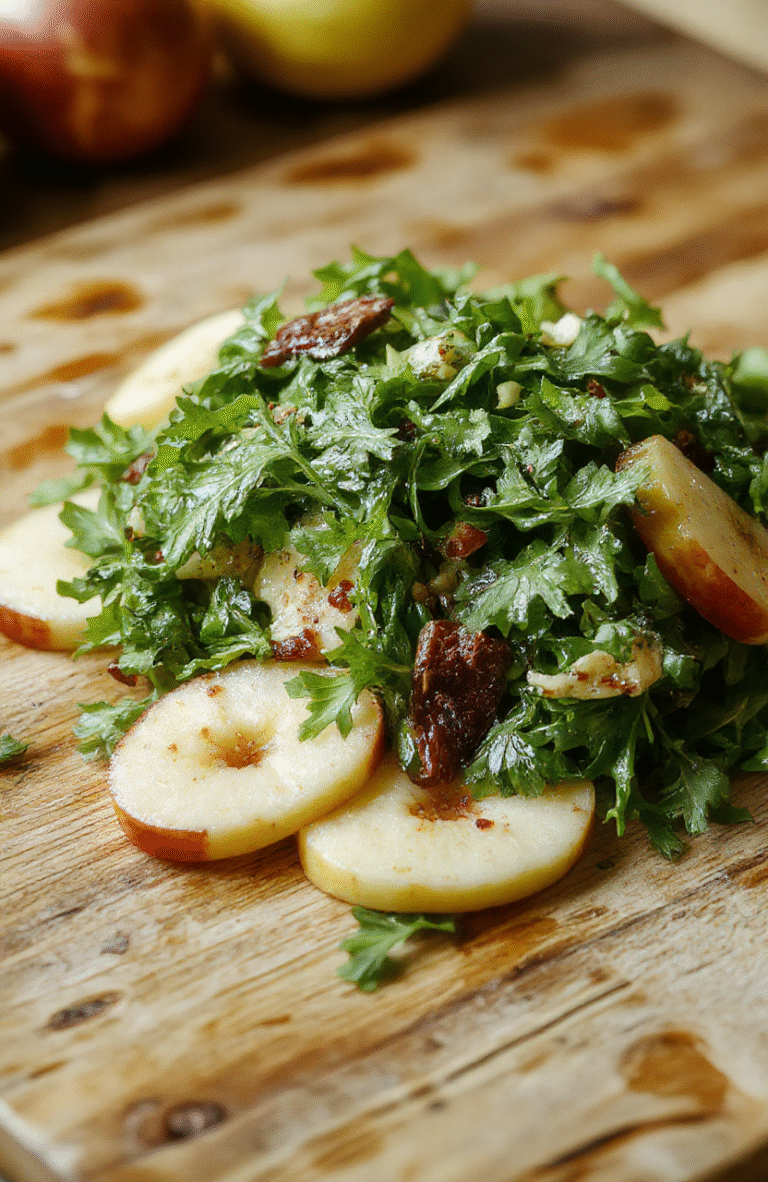 A vibrant salad featuring fresh green arugula leaves topped with thinly sliced crisp apples, toasted walnuts, crumbled goat cheese, and a drizzle of balsamic vinaigrette, plated on a white ceramic plate with a rustic wooden table background, natural lighting highlighting the textures and colors.