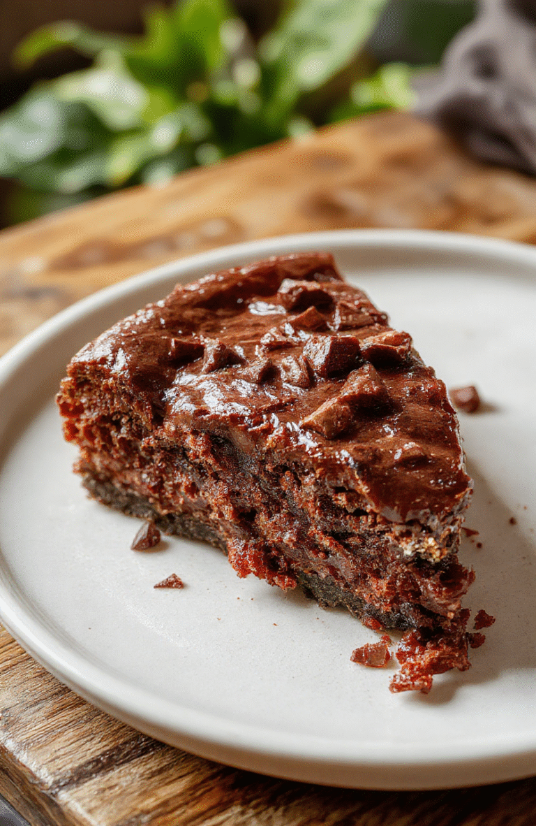 A rich and creamy German chocolate cheesecake topped with shiny chocolate glaze, sprinkled with toasted coconut and chopped pecans, presented on a rustic white platter with chocolate shavings around the edges, with a subtle blurred background of a cozy kitchen.