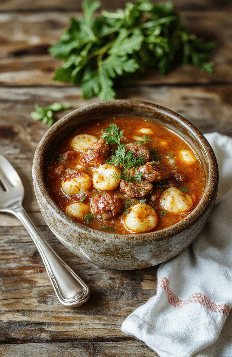 A vibrant bowl of Italian sausage tortellini soup showcasing plump tortellini, sliced Italian sausage, fresh spinach, and tomato broth garnished with grated Parmesan and chopped herbs, styled on a rustic wooden table with warm lighting highlighting textures and ingredients.