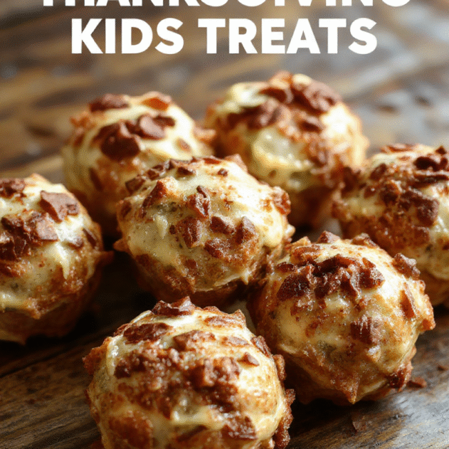 Colorful and playful Thanksgiving kids' treats arranged on a festive platter featuring mini desserts, bright colors, and fun holiday decorations. The treats are vibrant with various textures, showcasing cookies, candies, and small cupcakes, styled in a cheerful and inviting manner.