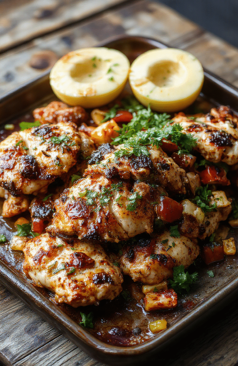 A vibrant plate of chicken fajitas with colorful bell peppers and onions, perfectly seasoned and garnished with fresh cilantro on a rustic wooden surface.
