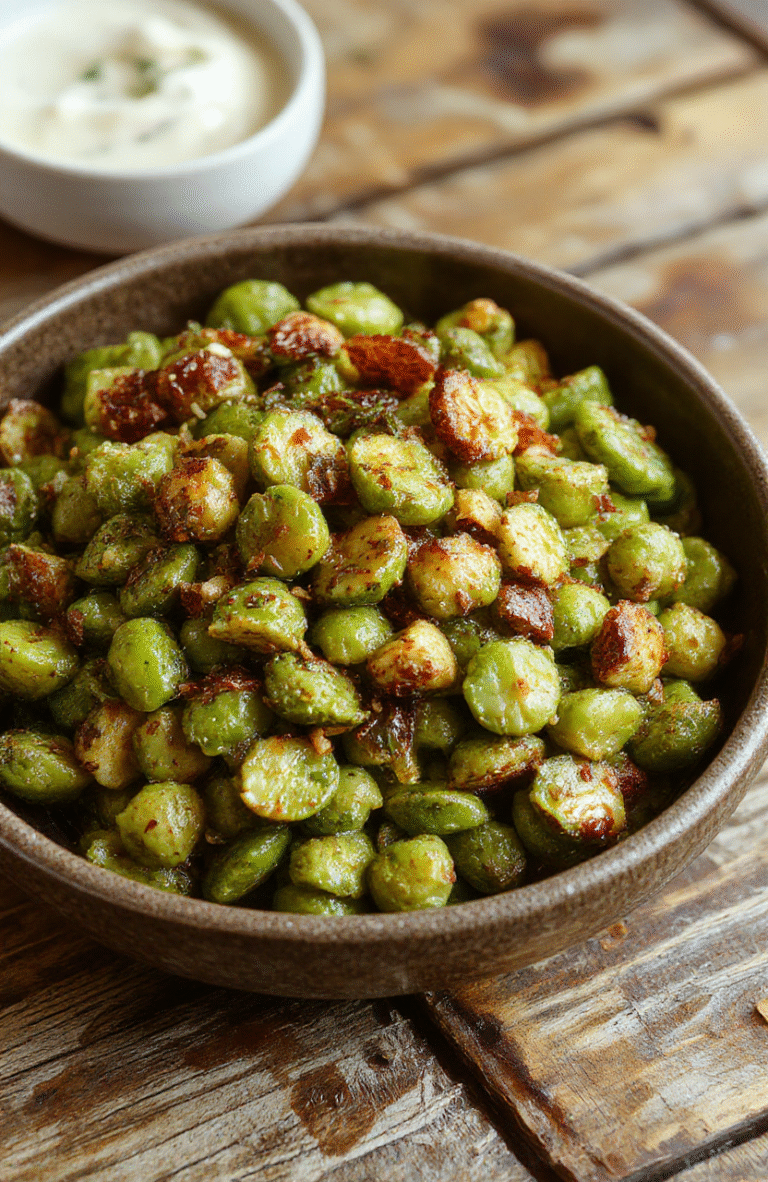 A vibrant bowl of bright green peas garnished with fresh herbs on a rustic wooden table. The peas are tender and glossy, accented with a sprinkle of parmesan cheese and crispy bacon bits, presented in a white ceramic bowl with natural daylight highlighting their fresh texture. Simple, colorful, and appetizing, perfect for a holiday feast.