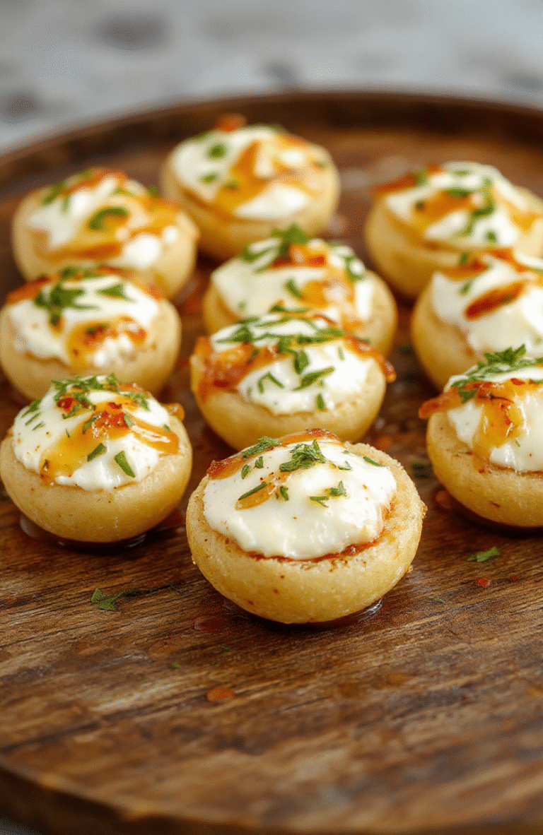 A close-up of creamy goat cheese bites topped with golden honey drizzles on a rustic wooden platter, garnished with fresh herbs, soft natural lighting highlighting the textures and colors.