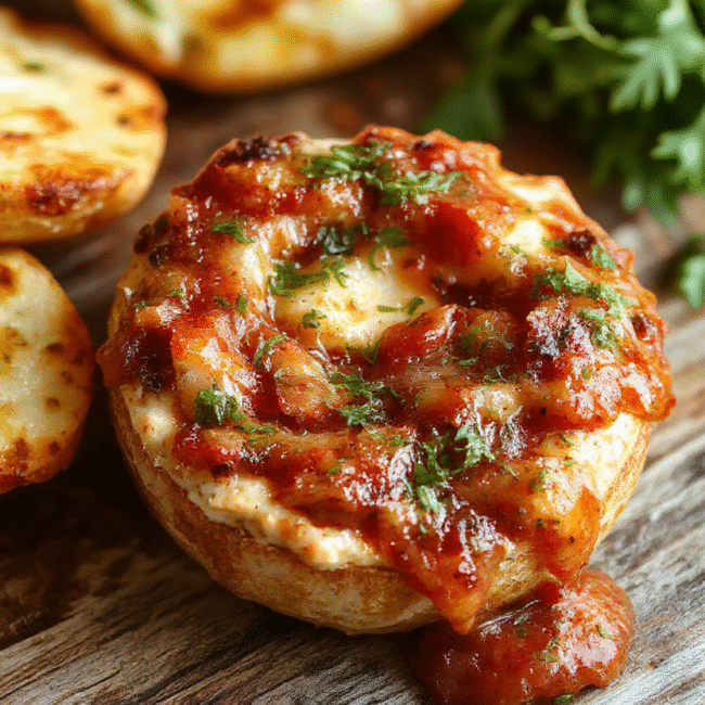 A vibrant bowl of bruschetta dip topped with fresh basil and diced tomatoes, surrounded by crunchy toasted baguette slices on a rustic wooden table, colorful ingredients contrasting with the creamy dip texture, styled for an inviting appetizer presentation.