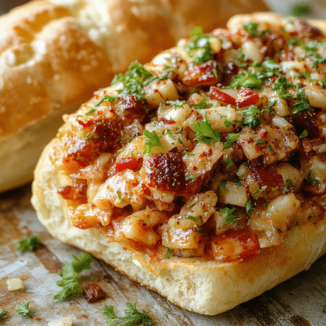 A vibrant chopped sub sandwich on a rustic wooden board with fresh lettuce, ripe tomatoes, sliced deli meats, melted cheese, and a crusty hoagie roll, styled with colorful toppings and a side of crispy chips, captured in natural daylight with a shallow depth of field.