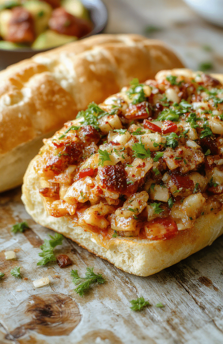 A vibrant chopped sub sandwich on a rustic wooden board with fresh lettuce, ripe tomatoes, sliced deli meats, melted cheese, and a crusty hoagie roll, styled with colorful toppings and a side of crispy chips, captured in natural daylight with a shallow depth of field.