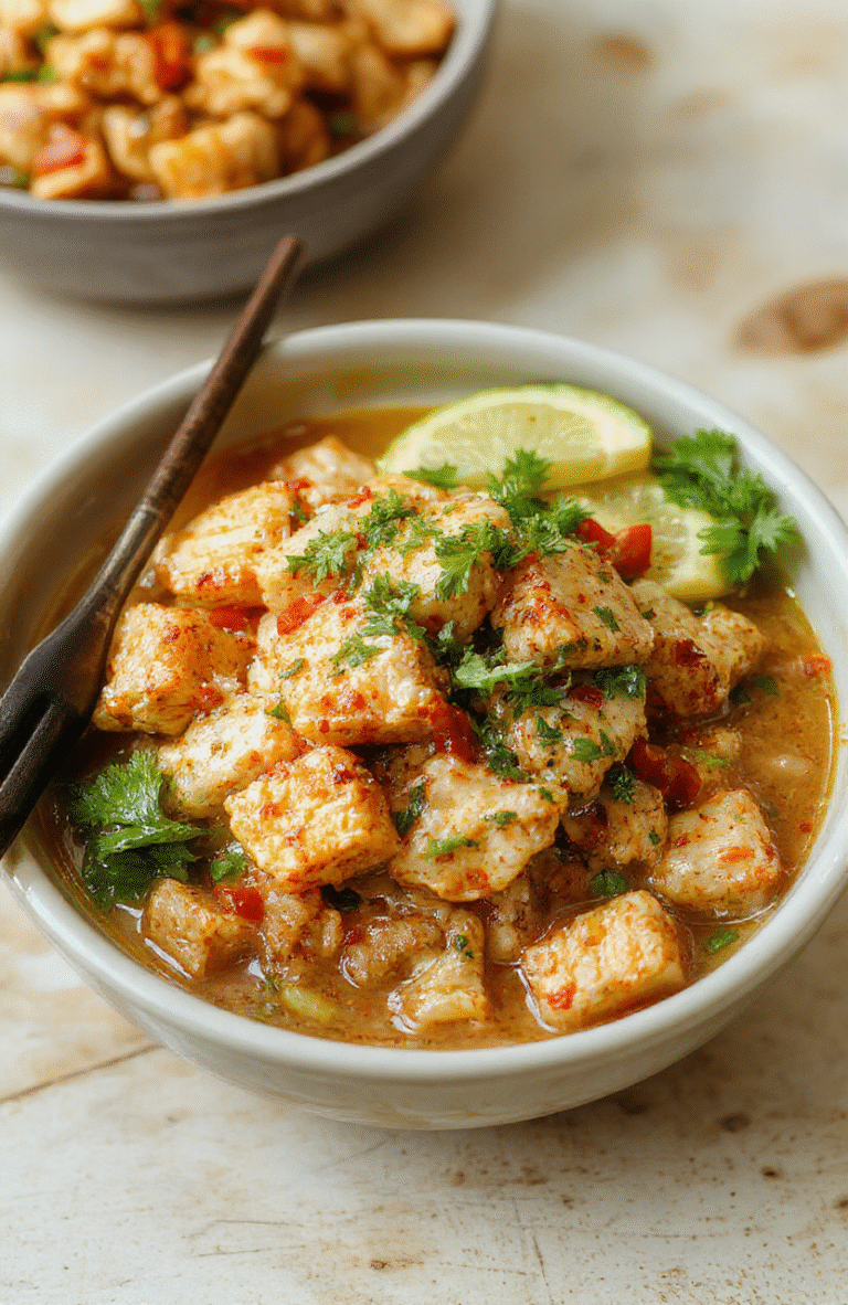 A vibrant plate of chicken ramen stir fry featuring tender chicken strips, colorful vegetables, and glossy noodles garnished with green onions on a rustic wooden table.